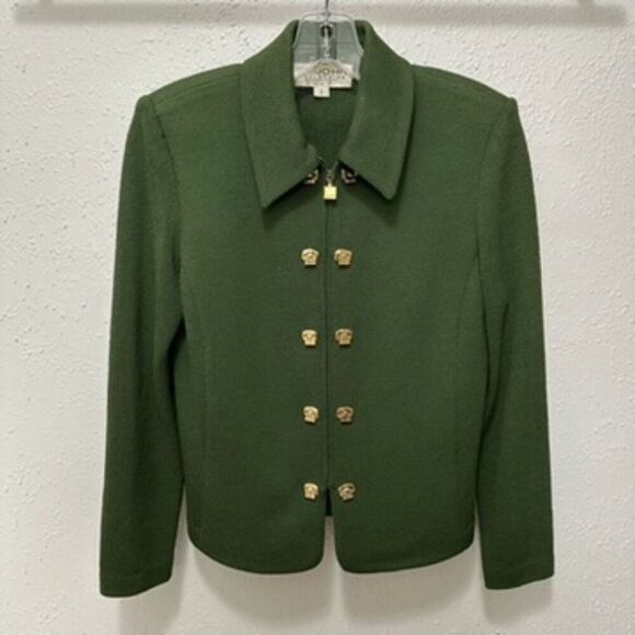 St. John Collection Green Zip Santana Knit Jacket Size 2 - Picture 6 of 15
